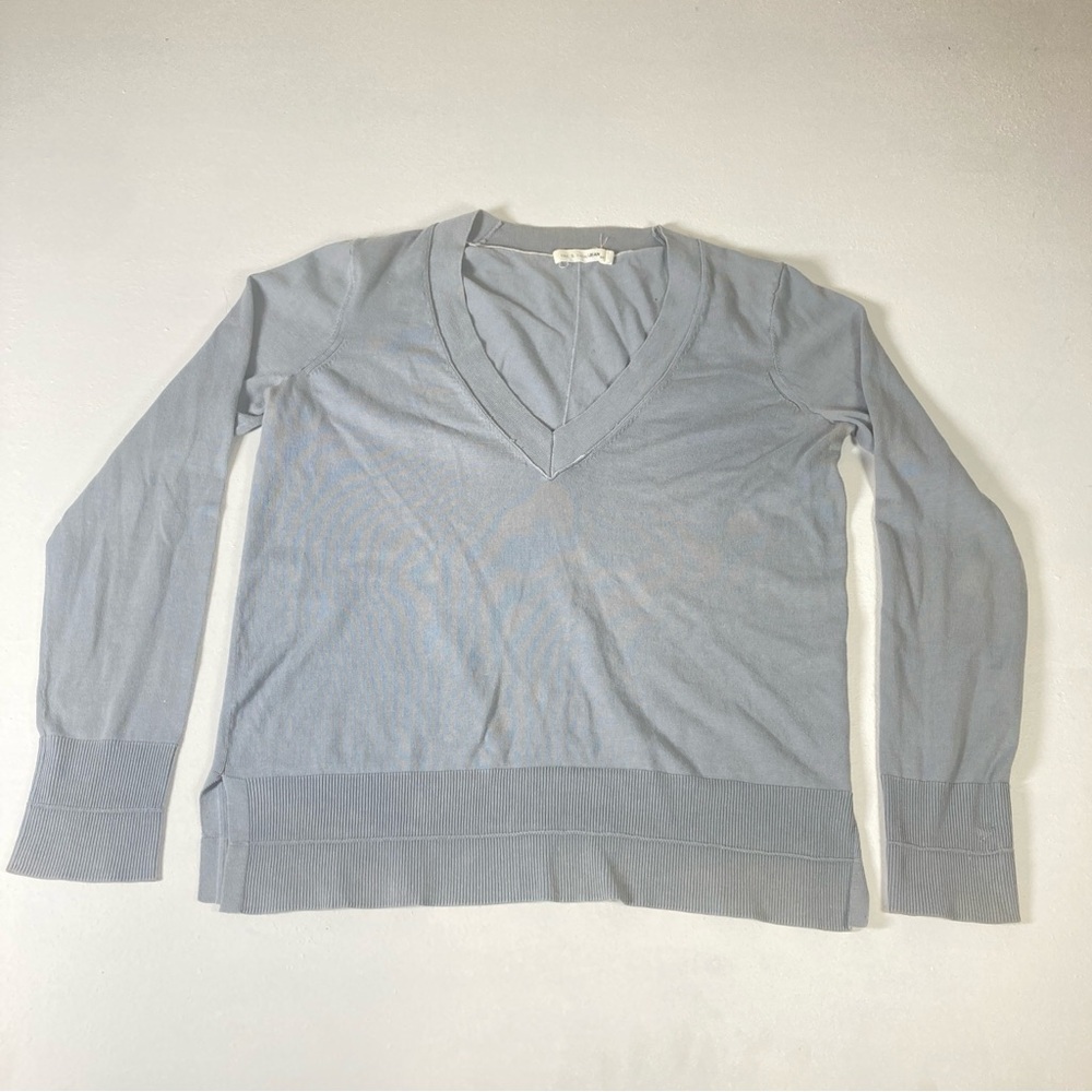 Rag & Bone Sweater Gray Knit Top Pamela V-Neck Cotton
